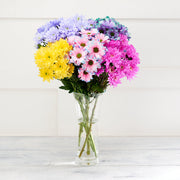 Gift Bundle - Caramel Biscuit Cake with Photo Birthday Card and Dyed Chrysanthemums Flower