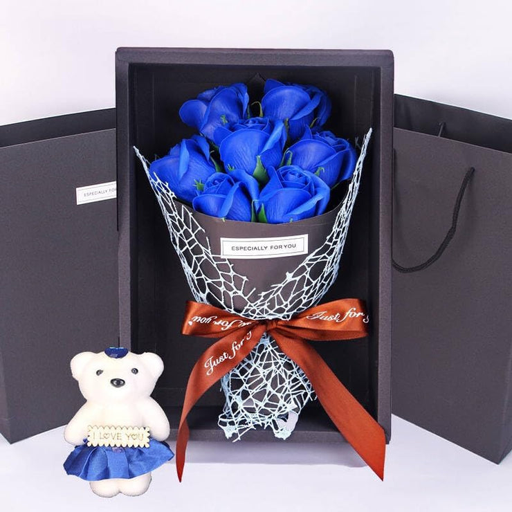 5star Be The Best Rose Bear Artificial Flower Box Flower Bear, Rose Box for Mum Wife Girlfriend Soap Flower Forever Rose Gifts, Romantic Gift for Mother's Day Valentine's Day