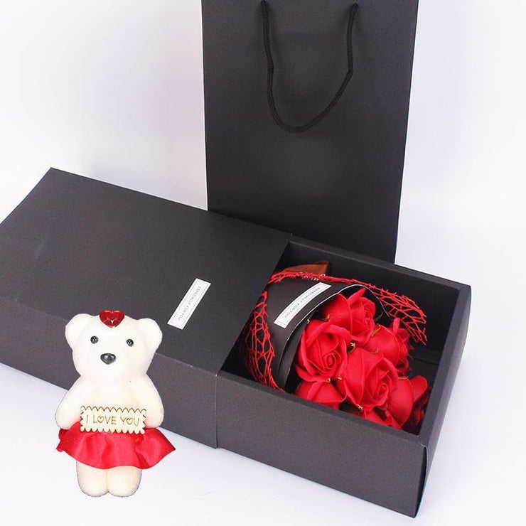 5star Be The Best Rose Bear Artificial Flower Box Flower Bear, Rose Box for Mum Wife Girlfriend Soap Flower Forever Rose Gifts, Romantic Gift for Mother's Day Valentine's Day