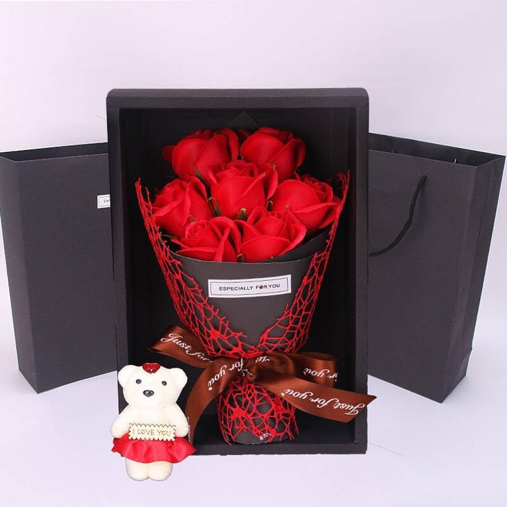 5star Be The Best Rose Bear Artificial Flower Box Flower Bear, Rose Box for Mum Wife Girlfriend Soap Flower Forever Rose Gifts, Romantic Gift for Mother's Day Valentine's Day